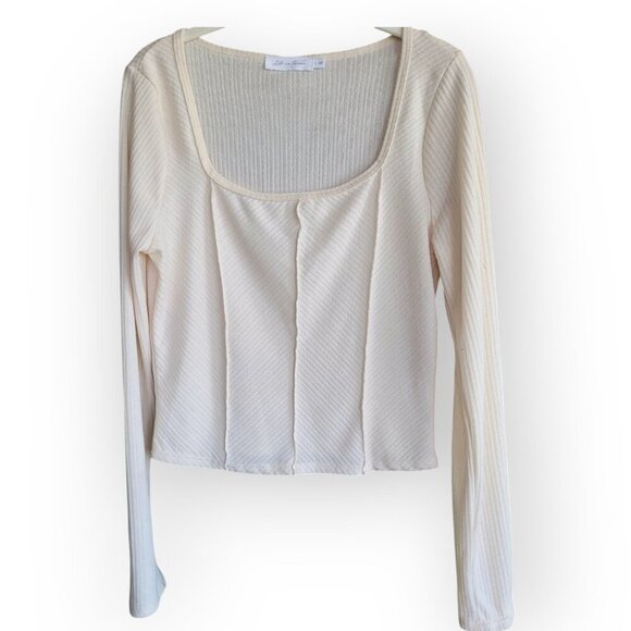 All In Favor Cream Ribbed Square Neck Corset Top Size L - Picture 2 of 8